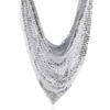 COLORFUL BLING Fashion Sequins Tassel Choker Necklace Chunky Fringe Pyramid Bib Stetement Necklace Thick Collar for Women Costume Jewelry-Silver view 4