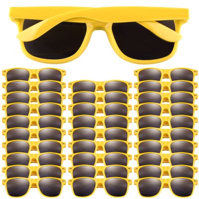 FEPITO 30 Pieces Party Sunglasses Bulk for Birthday Party supplies Treat Bag Fillers for Beach Pool Party Toys, Yellow