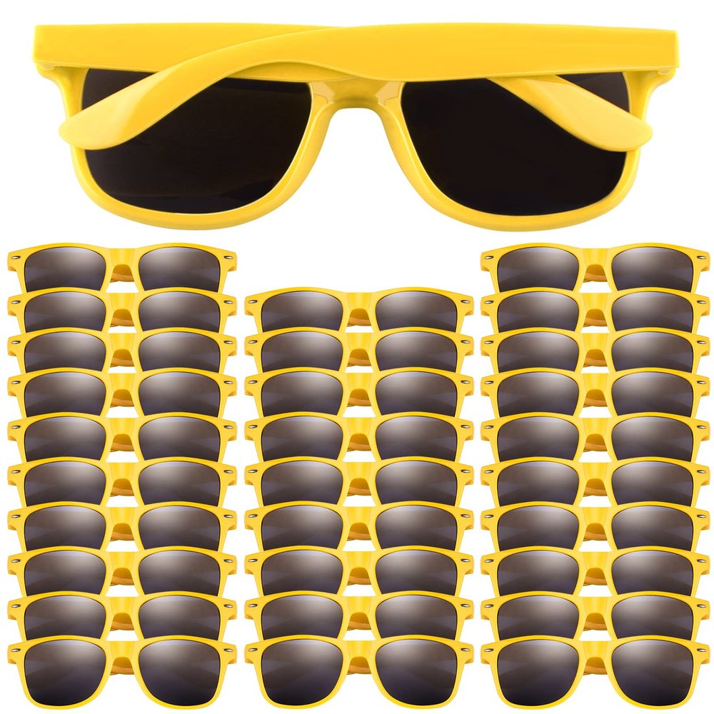 FEPITO 30 Pieces Party Sunglasses Bulk for Birthday Party supplies Treat Bag Fillers for Beach Pool Party Toys, Yellow