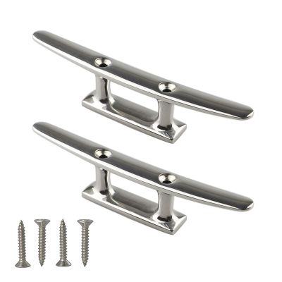 PHASFBJ 2 Pieces Base Boat Cleat, 4-10" Dock Cleats, Dock Edge Dock Cleat, Heavy Duty 316 Stainless Steel Boat Cleat, Ideal for Marine, Deck, Boat Docks, Nautical Decor,10in