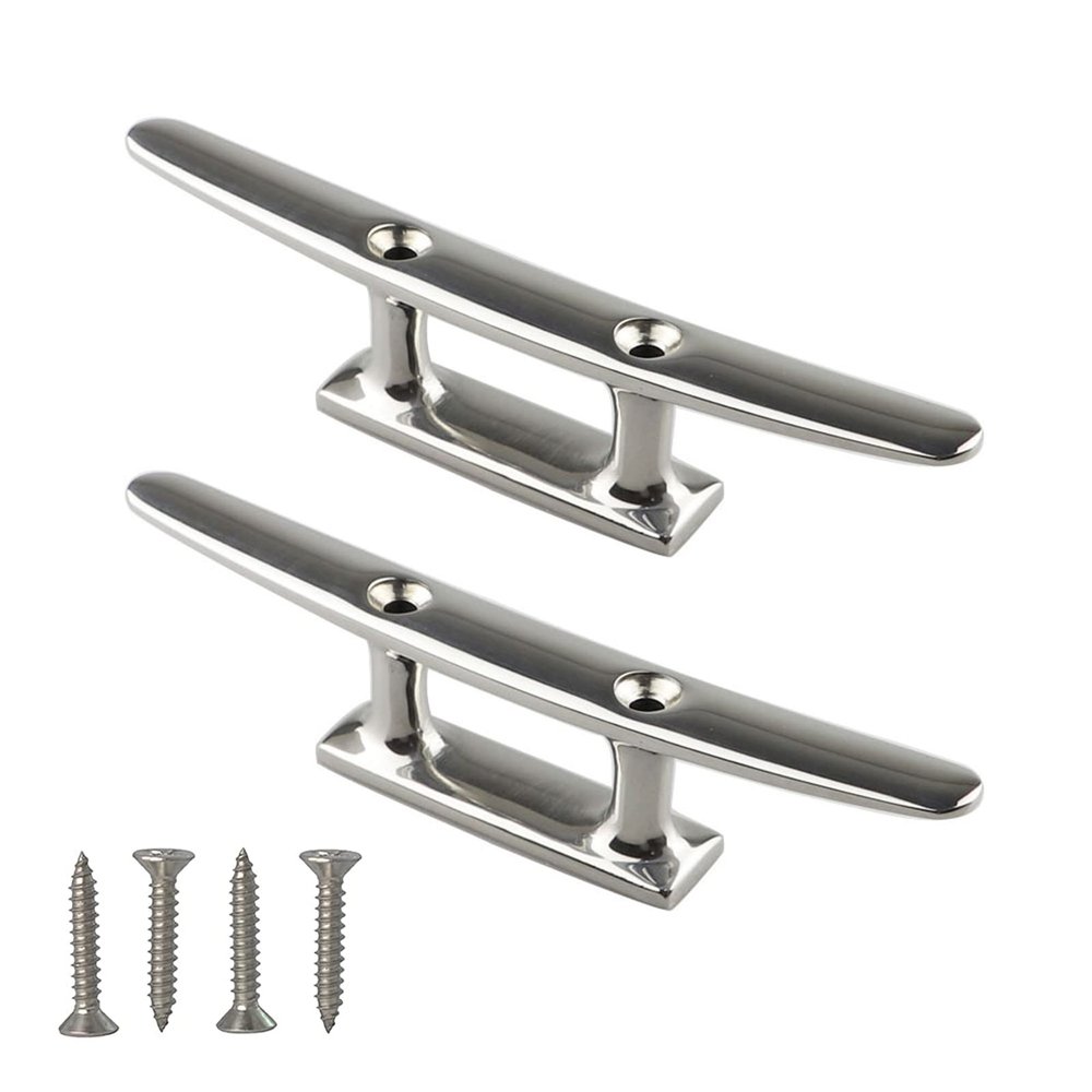 PHASFBJ 2 Pieces Base Boat Cleat, 4-10" Dock Cleats, Dock Edge Dock Cleat, Heavy Duty 316 Stainless Steel Boat Cleat, Ideal for Marine, Deck, Boat Docks, Nautical Decor,10in