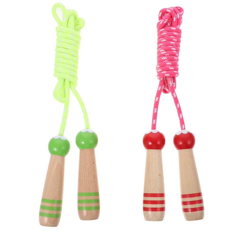 2pcs Adjustable for Boys and Girls Exercise Jump Ropes Wooden Handles Lightweight and Portable for Indoor and Outdoor Activities and Each