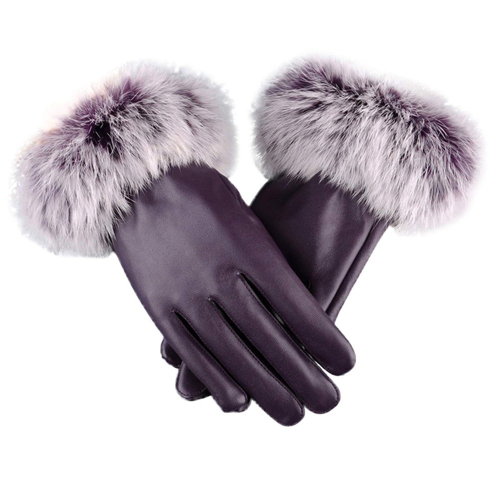 Gloves Leather Warm Street Ladies Gloves Mittens Toddler (purple, One Size)