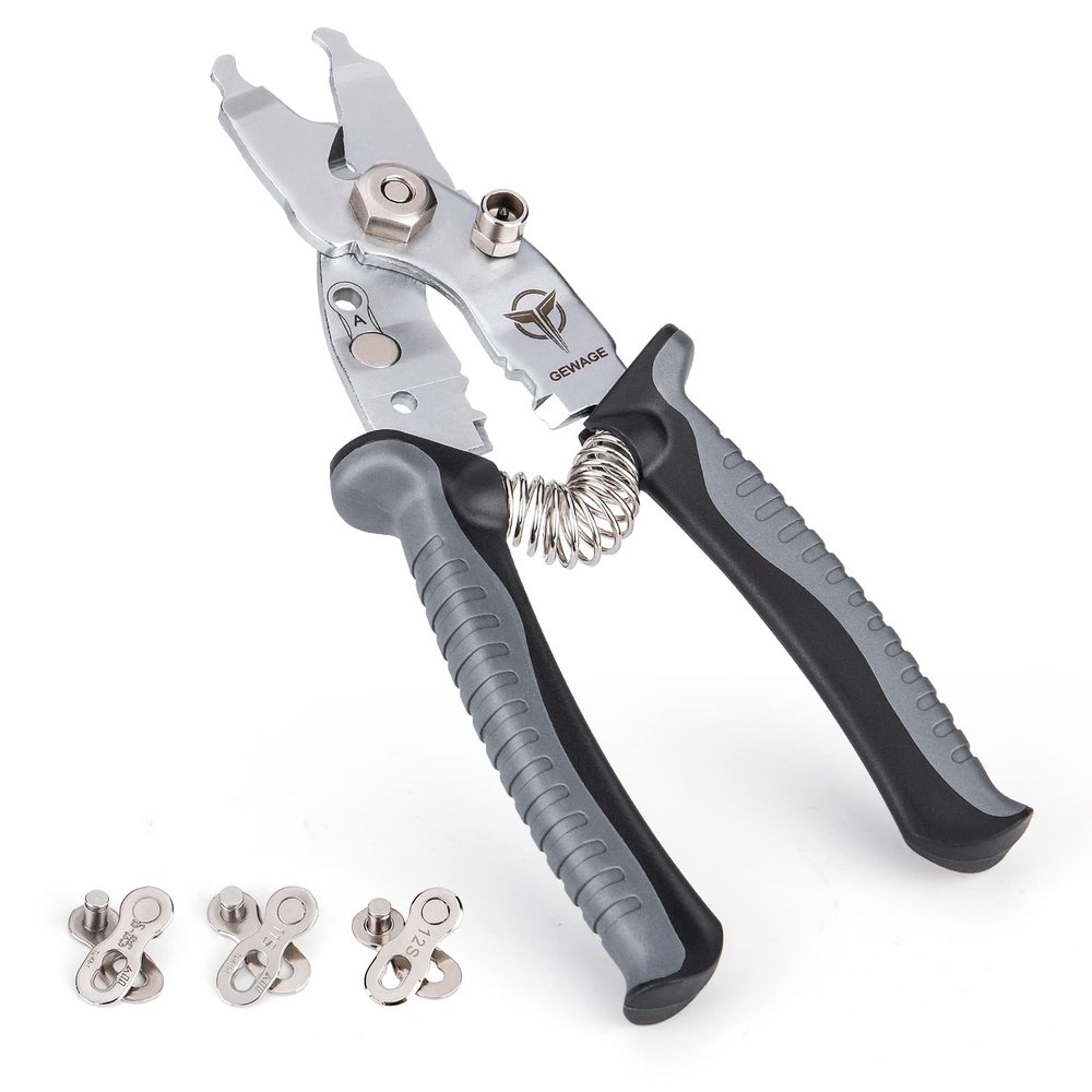 GEWAGE Bike Bicycle Pliers- 5 in 1 Bike Tool Kit for Cable Cutter/Chain Quick Link Switch/Cable Reaming/Spare Master Link/Inner Cap Clamp - Professional Bicycle Tool with Bicycle Missing Link