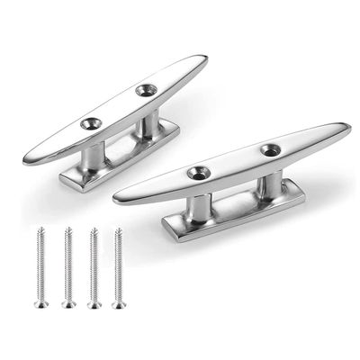 PHASFBJ 2 Pieces Boat Cleat Open Base Boat Cleat,Small Dock Cleat, Heavy Duty 316 Stainless Steel,with 4 Pieces Screws for Dock Boat Rowboat Beach Lake Maritime Decor,6in