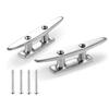 PHASFBJ 2 Pieces Boat Cleat Open Base Boat Cleat,Small Dock Cleat, Heavy Duty 316 Stainless Steel,with 4 Pieces Screws for Dock Boat Rowboat Beach Lake Maritime Decor,6in view 1