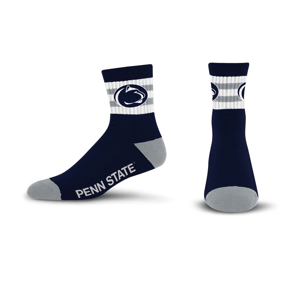 For Bare Feet NCAA Penn State Nittany Lions 5 Stripe Logo Quarter Sock Team Color Large