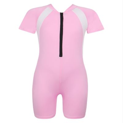 Moggemol Kids Girls Boys One Piece Rash Guard Swimsuits Water Sport Short Swimwear UPF 50+ UV Protection Pink 10-12 Years