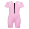 Moggemol Kids Girls Boys One Piece Rash Guard Swimsuits Water Sport Short Swimwear UPF 50+ UV Protection Pink 10-12 Years view 1