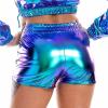 Rave Metallic Dance Shorts Booty Pants Elastic Shiny Women's Yoga Waist Sexy High Waist Pants for Women view 3