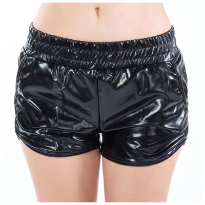 Rave Metallic Dance Shorts Booty Pants Elastic Shiny Women's Yoga Waist Sexy High Waist Pants for Women
