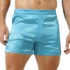 Agoky Men's Silky Satin Boxers Shorts Trunks Style Underwear Loose Smooth Sleepwear Pants 2# Blue Medium view 1