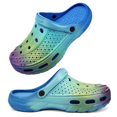 INMINPIN Women and Men Orthopedic Clogs Arch Support Garden Shoes Sandals Slippers with Plantar Fasciitis Feet Insoles,Gradient Blue,11-12 Women/9-10.5 Men