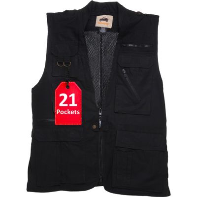 Humvee Photography Utility Vest with 21 Pockets - Perfect for Travel, Safari, Hunting, Camping & More | 100% Cotton, Comfortable & Sturdy| Fishing Vest for Men & Women - Great Gift - Khaki, X-Large