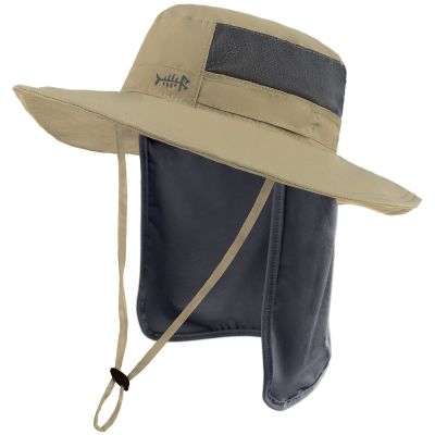 BASSDASH UPF 50+ Sun Fishing Hat Water Resistant with Detachable Neck Flap Dark Khaki