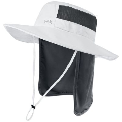 BASSDASH UPF 50+ Sun Fishing Hat Water Resistant with Detachable Neck Flap White