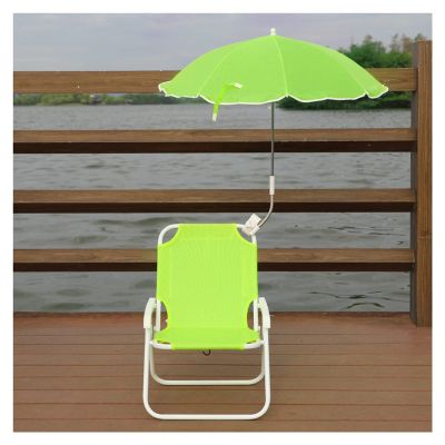 Kids Camping Chair Kids Beach Chair with Sunshade Umbrella, Portable Folding Chair for Outdoor with Armrests and Backrest, 4 Colors (Color : Green)