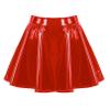 Sxiwei Woman's Wet Look Stretchy Casual Mini Skater Skirt A-Line High Waist Pleated Flared Short Skirt Red Small view 3