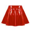 Sxiwei Woman's Wet Look Stretchy Casual Mini Skater Skirt A-Line High Waist Pleated Flared Short Skirt Red Small view 4