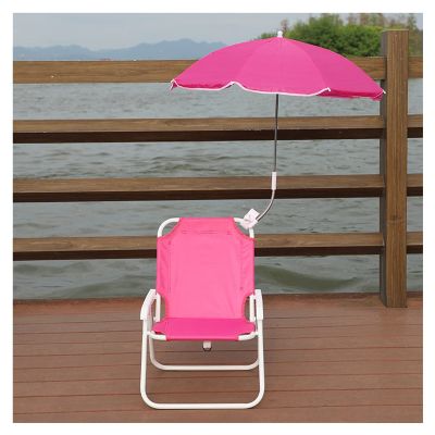 Kids Camping Chair Kids Beach Chair with Sunshade Umbrella, Portable Folding Chair for Outdoor with Armrests and Backrest, 4 Colors (Color : Pink)