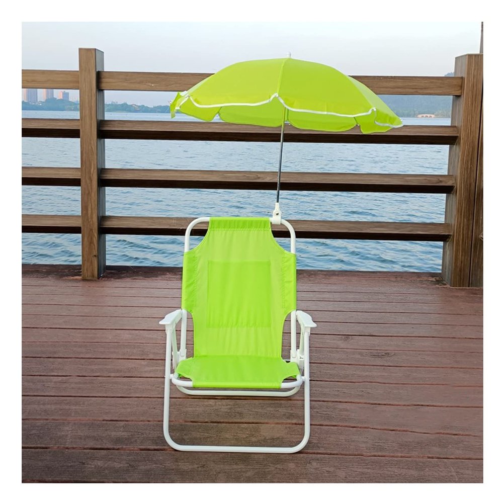 Kids Camping Chair Green Kids Beach Chair with Umbrella, Outdoor Portable Folding Chair for Children, Multifunctional Camping Chair Child Seat