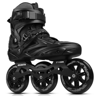 Inline Skates for Men Women, 3 Wheels 110mm Blades Roller for Adult Male Female, Classic Outdoor Fitness Inline Speed Skates for Unisex (Black) Men9/Women10/28cm