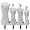 HELLO NRC 4 Pieces Golf Club Covers, White Driver Head Cover, Fairway Woods and Hybrid Headcover, Skull 3 Wood and 5 Wood, 460cc PU Waterproof Leather with Rotating Number Tags for Most Golf Clubs view 1