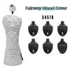 HELLO NRC 4 Pieces Golf Club Covers, White Driver Head Cover, Fairway Woods and Hybrid Headcover, Skull 3 Wood and 5 Wood, 460cc PU Waterproof Leather with Rotating Number Tags for Most Golf Clubs view 4