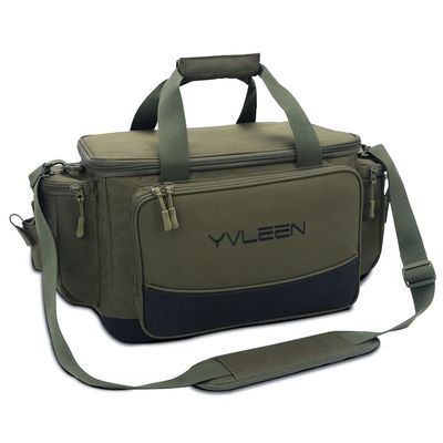 YVLEEN Fishing Tackle Box Bag - Outdoor Large Fishing Tackle Storage Bag - 100% Water-Resistant Polyester Material - Fishing Tackle Bags - Suitable for 3600 3700 Tackle Box (Army Green)