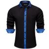 Barry.Wang Black Dress Shirt for Men Business Long Sleeve Button Down Shirt Formal Casual Contrast Collared Shirt Wedding view 1