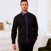 Barry.Wang Black Dress Shirt for Men Business Long Sleeve Button Down Shirt Formal Casual Contrast Collared Shirt Wedding view 2