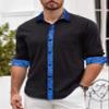 Barry.Wang Black Dress Shirt for Men Business Long Sleeve Button Down Shirt Formal Casual Contrast Collared Shirt Wedding view 3
