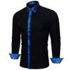 Barry.Wang Black Dress Shirt for Men Business Long Sleeve Button Down Shirt Formal Casual Contrast Collared Shirt Wedding view 4