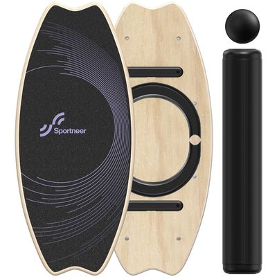 Sportneer Balance Board - 7 Modes Wobble Board with Adjustable Stoppers - Exercise Balancing Stability Trainer for Improve Balance, Surf Trainer & Physical Therapy - Roller and 2.8'' Ball Included