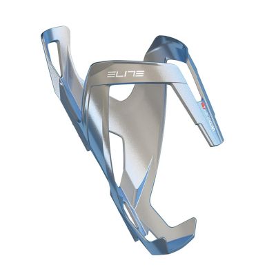 Elite Vico Glam Bottle Cage | Metal Grey White Graphic | Lightweight Cycling Water Bottle Holder
