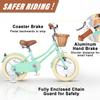 Glerc Little Molly 14 Inch Kids Bike, Retro Cruiser Girls Bike for Children Ages 3-5 Years Old, Kids Bicycle with Wicker Basket & Training Wheels, Mint Green view 3