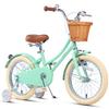 Glerc Little Molly 16 Inch Kids Bike, Retro Cruiser Girls Bike for Children Ages 4-7 Years Old, Kids Bicycle with Wicker Basket & Training Wheels/Kickstand, Mint Green view 1