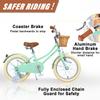 Glerc Little Molly 16 Inch Kids Bike, Retro Cruiser Girls Bike for Children Ages 4-7 Years Old, Kids Bicycle with Wicker Basket & Training Wheels/Kickstand, Mint Green view 3