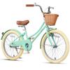 Glerc Little Molly 20 Inch Kids Bike, Retro Cruiser Girls Bike for Children Ages 7-13 Years Old, Kids Bicycle with Wicker Basket & Kickstand, Mint Green view 1