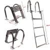Folding Pontoon Boat Ladder with Arched Hand Rails, Rear Entry Inboard Ladder, Telescoping 4 Step Stainless Steel Swim Deck Ladders for Dock/Swim Pool/Marine view 2