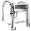 Folding Pontoon Boat Ladder with Arched Hand Rails, Rear Entry Inboard Ladder, Telescoping 4 Step Stainless Steel Swim Deck Ladders for Dock/Swim Pool/Marine view 3