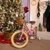 Glerc Little Molly 14 Inch Kids Bike, Retro Cruiser Girls Bike for Children Ages 3-5 Years Old, Kids Bicycle with Wicker Basket & Training Wheels, Pink view 3