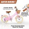 Glerc Little Molly 14 Inch Kids Bike, Retro Cruiser Girls Bike for Children Ages 3-5 Years Old, Kids Bicycle with Wicker Basket & Training Wheels, Pink view 4