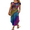 AHAIJ Women Summer Casual Maxi Dress Floral Printed Loose Pockets Short Sleeve Split Boho Dresses (Element 2, Small) view 1