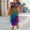 AHAIJ Women Summer Casual Maxi Dress Floral Printed Loose Pockets Short Sleeve Split Boho Dresses (Element 2, Small) view 2