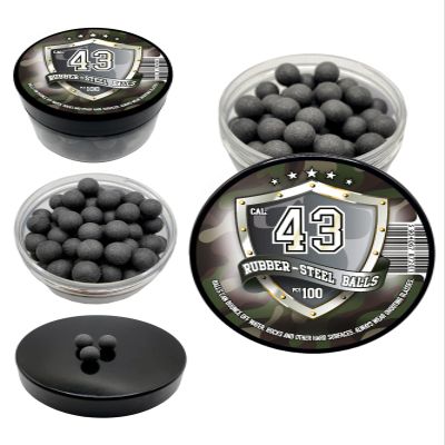 100 x Hard Mix Rubber Steel Balls Paintballs 1.8 Grams Ammo for Self Home Defense in 43 Caliber
