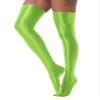 Agoky Women's Stretchy Stay Up Pantyhose Glossy Shiny Oil Footed Tights Silk Stockings Glossy Fluorescent Green One Size view 2