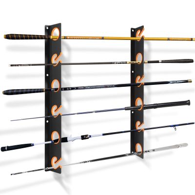 Fishing Rod Rack, Rod Holder, Mounted Storage Racks for Rods, Ceiling or Wall Mount for Poles in GarageHeavy-Duty Steel Construction, Rod Rack for Garages, Cabins and Basements, Holds 6 Fishing Rods
