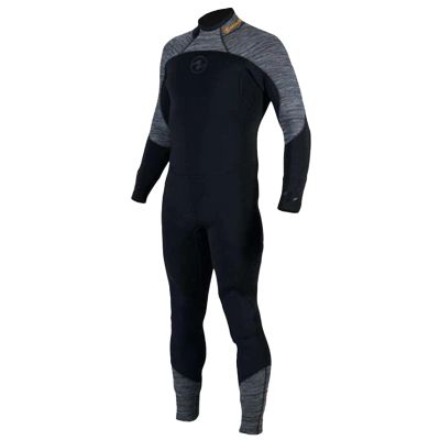 Aqualung Men's AquaFlex Dive Wetsuit - Flexible 4-Way Stretch Neoprene Full Suit w/Powertex Knee Protection for Scuba Diving, Black/Gray, Small, 5mm