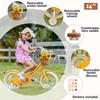 Glerc Little Molly 14 Inch Kids Bike, Retro Cruiser Girls Bike for Children Ages 3-5 Years Old, Kids Bicycle with Wicker Basket & Training Wheels, Yellow view 2